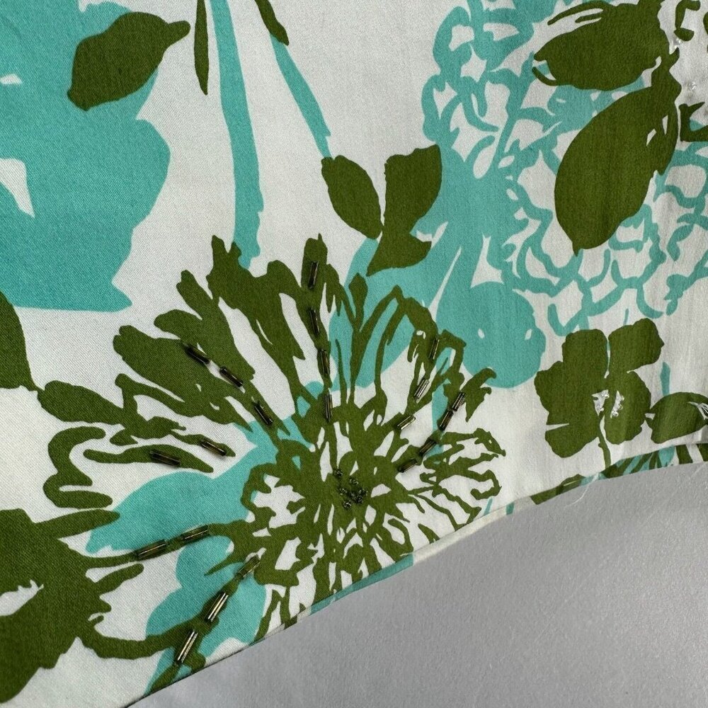 Valerie Stevens Skirt Sz 8P Petite Floral A-Line Knee Length Cotton Blend Green - Picture 7 of 11